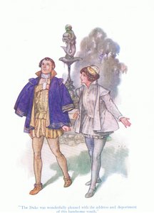 Hertugen var vidunderligt tilfreds med denne smukke unges adresse og udførelse (Twelth Night), fra Tales from Shakespeare pub. af Ward Lock & Co Ltd af A. Jackson