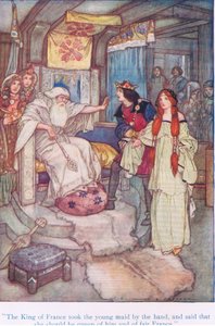 Kongen af Frankrig tog den unge stuepige i hånden og sagde, at hun skulle være dronning af ham og det smukke Frankrig (Kong Lear), fra Tales from Shakespeare pub. af Ward Lock & Co Ltd
