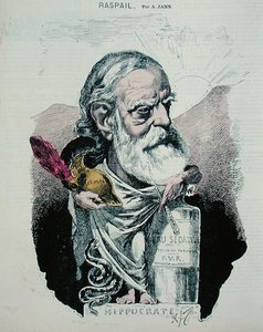 Karikatur af Francois Vincent Raspail (1794-1878) ca. 1870 (farvet gravering) af A. Jann