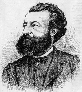 Portræt af Ulrich de Fonvielle (1833-1911), fransk journalist og literator - Indgravering af Lemot fra 1870