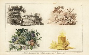 Mønstre til maling på porcelæn: landskaber, frugter, stearinlys