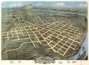 Fugleperspektiv af byen Chattanooga, Hamilton County, Tennessee 1871.
