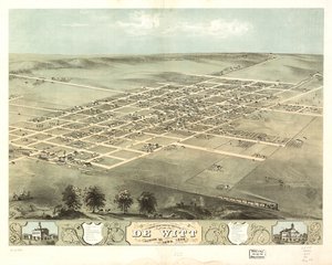 Fugleperspektiv af byen De Witt, Clinton Co, Iowa 1868. LOC 73693396 af A. Ruger