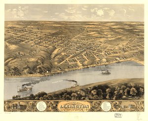 Fugleperspektiv af byen Lexington, Lafayette Co, Missouri 1869. LOC 73693481
