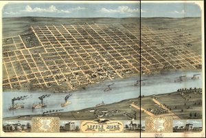 Fugleperspektiv af byen Little Rock, hovedstaden i Arkansas 1871.