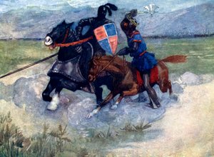 Bruce løftede sin stridsøkse højt i luften..., 1314, 1905 af A. S. Forrest