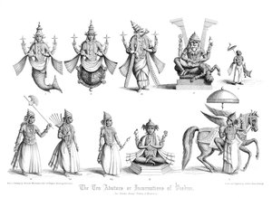 De ti avatarer eller inkarnationer af Vishnu. af A. Thom
