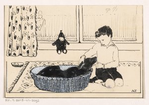 Dreng, der klapper en hund af A. Tinbergen (signed by artist)