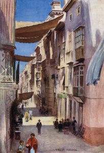 En gade i Murcia (farve litho) af A. Trevor Haddon