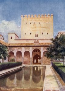 Alhambra, Comares-tårnet (farve litho) af A. Trevor Haddon