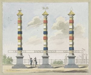 Frihed, Broderskab og Ligestilling, dekoration på Hogesluis, 1795 Ti plader med dekorationerne ved Alliantiefeest i Amsterdam i 1795 af A. Verkerk