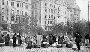 Stort marked med blomster, Budapest, Ungarn, 1922. af A. W. Cutler