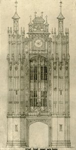 Arkitekttegning: vestfront indre porthus, 1833-1834, 1906. af A. W. N. Pugin