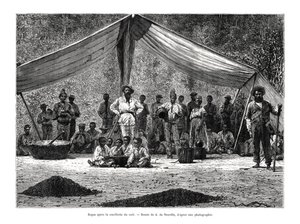 Et måltid efter kaffeindsamlingen, Brasilien, 1800-tallet