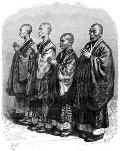 Buddhister i bøn, Japan, 1800-tallet.