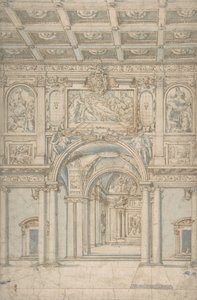 Studie af det indre af Santa Maria Maggiore i Rom., 1621-46. af Abbate Paolo de Angelis
