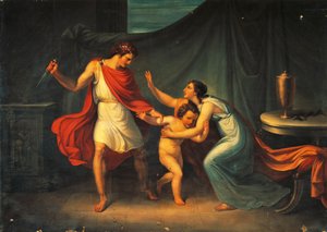 Pyrrhus truer lille Astyanax på livet af Abbondio Bagutti