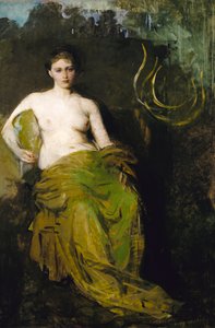 Halv draperet figur, ca. 1885. af Abbott Handerson Thayer