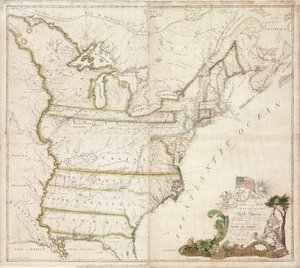 Amerikas første nationale kort, 1784 af Abel Buell