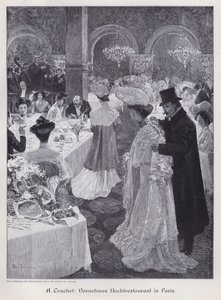 Aften i en elegant restaurant i Paris (gravering)