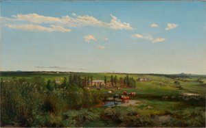 ""Le domaine de Mount Fyans en Australie"" (Mount Fyans homestead) Peinture de Louis Buvelot (1814-1888) - 1869 - Olie på lærred Dim 58,6x95,3 cm National Gallery of Australia, Canberra af Abraham Louis Buvelot