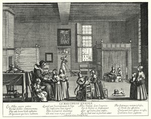 Skolemesterinden (gravering) af Abraham (after) Bosse
