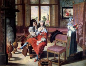 De fem sanser: berøringen Et par, der strøg hinanden. Maleri af Abraham Bosse (1602-1674) 1600-tallet. Rundvisninger, Museum of Fine Arts