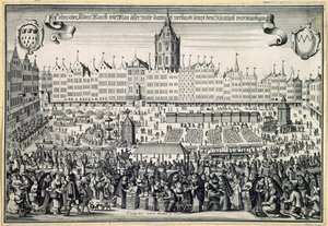 Det gamle marked i Köln, ca. 1660 af Abraham Aubry