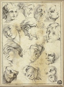13 skitser af forskellige ansigter af Abraham Bloemaert