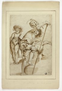 En stående soldat, en stående kvinde og en foroverbøjet trommeslager af Abraham Bloemaert