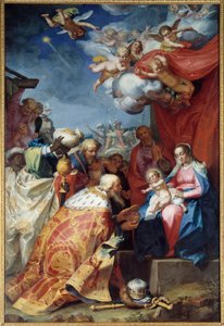 Tilbedelse af Magi. Maleri af Abraham Bloemaert (1564-1651) af Abraham Bloemaert
