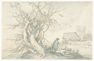 Hyrde med får ved et dødt træ af Abraham Bloemaert