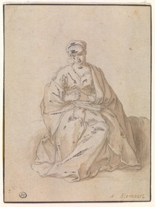 Maria, siddende med en bog af Abraham Bloemaert