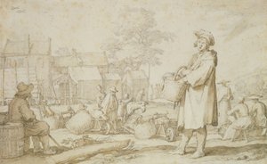 Markedsscene (pen og blæk på papir) af Abraham Bloemaert