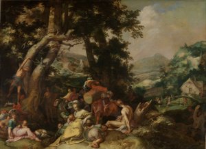 Johannes Døberen prædiker af Abraham Bloemaert