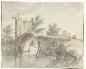 Stenbro med et plankeværk af Abraham Bloemaert