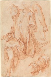 Studier af ben og draperi [recto] af Abraham Bloemaert