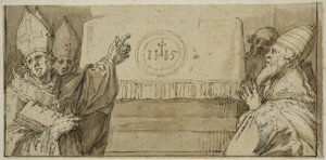 De fire latinske kirkefædre foran et alter af Abraham Bloemaert