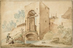 Porten til en by af Abraham Bloemaert