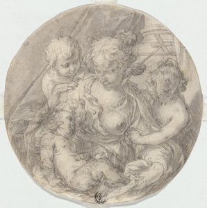 Madonnaen med Kristusbarnet, med spædbarnet Johannes Døberen og et andet barn (Caritas) af Abraham Bloemaert