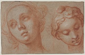 To kvindelige hoveder, første halvdel af 1600-tallet. af Abraham Bloemaert