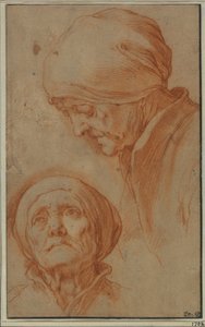 To studier af en gammel kvindes hoved af Abraham Bloemaert