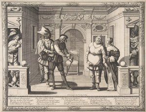 Skuespillere på Hotel de Bourgogne, ca. 1633-34. af Abraham Bosse