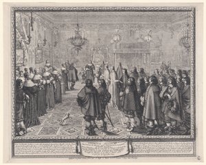 Ceremoni ved indgåelsen af ægteskabskontrakten af Abraham Bosse