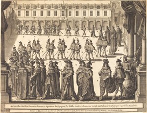 Marts af kongen og ridderne af Helligånden i gården ved Fontainebleau af Abraham Bosse
