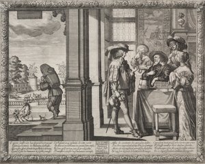 Den fortabte søn: Den fortabte, der siger farvel til sine forældre. af Abraham Bosse