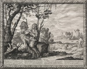 Den fortabte søn: Den fortabte plejer svinene. af Abraham Bosse
