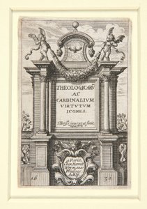 Titelside med ikoner for teologiske og kardinaldyder af Abraham Bosse