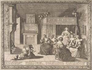 Besøg hos den nye mor, 1633. af Abraham Bosse