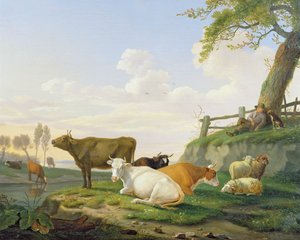 Køer og hyrde af Abraham Bruiningh van Worrell